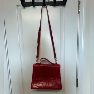 Nordstrom Red Crocodile-Embossed Crossbody Bag
